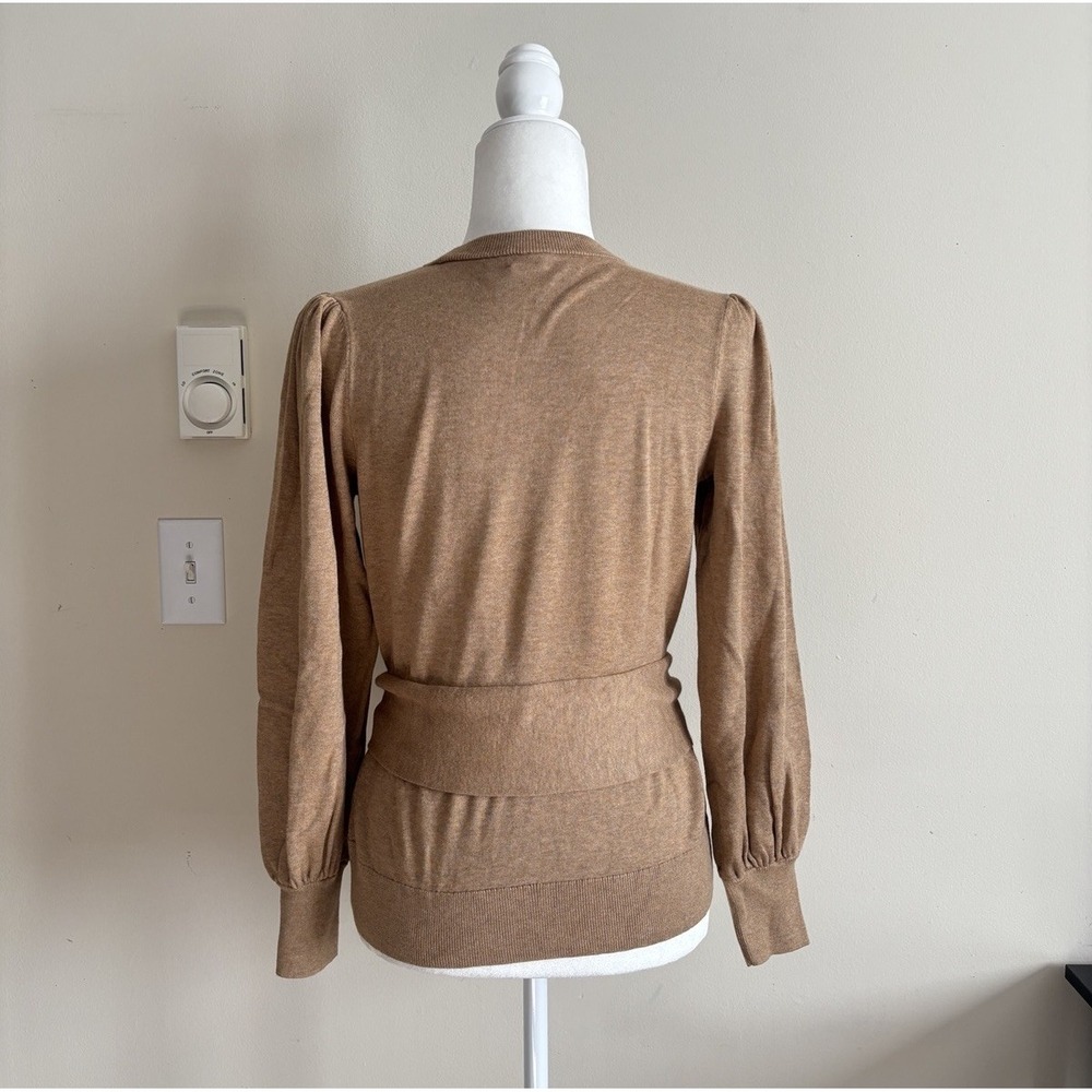 Lauren Ralph Lauren Black Label Belted‎ Cotton Blend Sweater Size Camel Heather - Picture 7 of 7